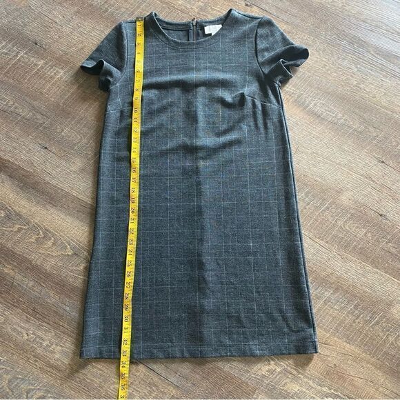 LOFT Dress Windowpane Plaid Gray Office Work Minimal Small Classic - Picture 10 of 12
